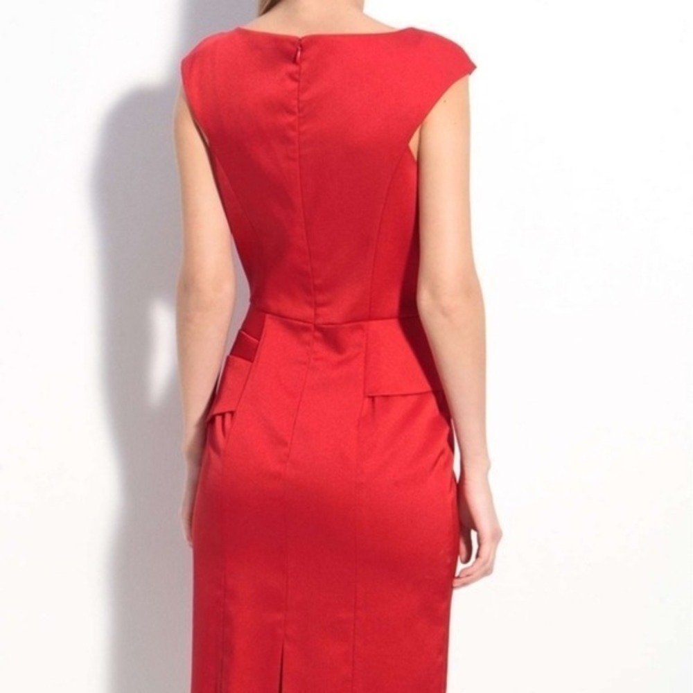 Black Halo Dame Jackie Satin Silky Midi Dress‎ Red - Picture 2 of 8